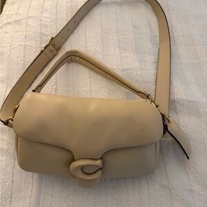 Coach Cream Leather Shoulder Bag with Gold Hardware